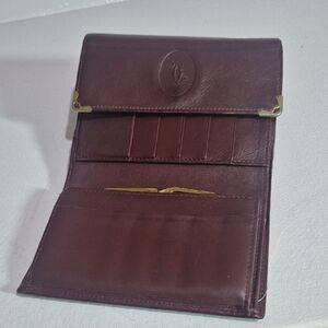 Cartier Burgundy Leather Wallet with Gold Hardware